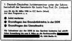 deutsch-deutsches Juristenseminar ICC Berlin-Charlottenburg 23.03.-25.03.1990