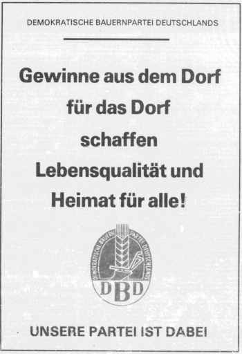 Demokratische Bauernpartei Deutschlands Wahlplakat zur Volkskammerwahl 1990
