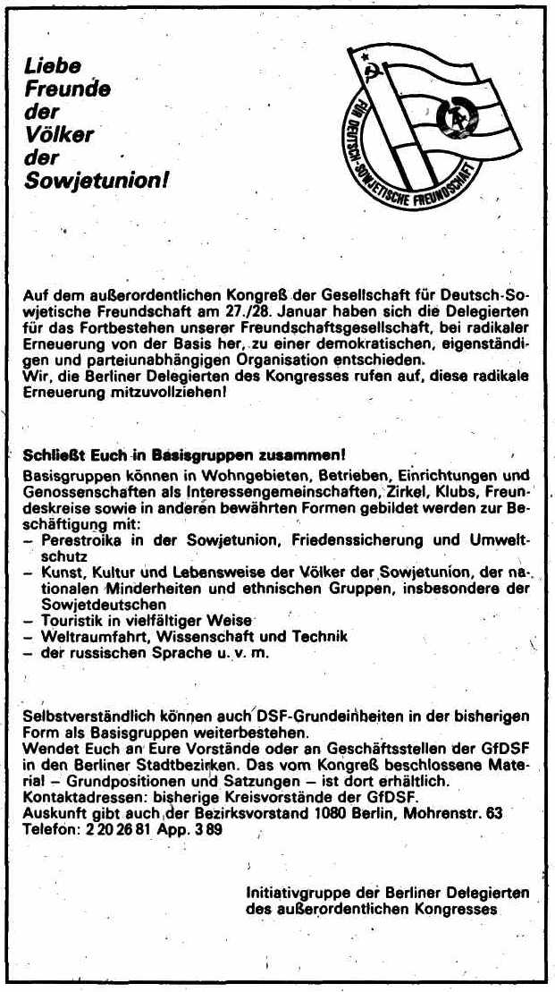 Deutsch-Sowjetische Freundschaftsgesellschaft 28.01.1990