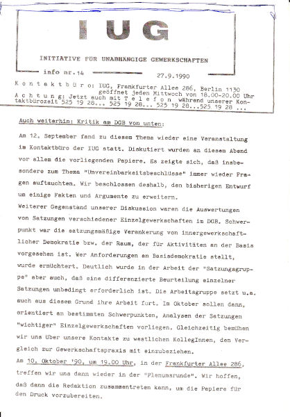 IUG info nr. 14,  27. September 1990