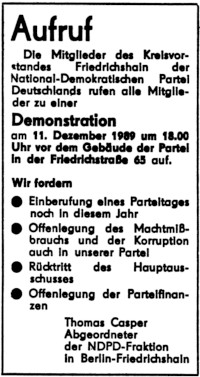 NDPD Demoaufruf Berlin-Mitte 11.12.1989