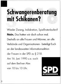 Aufruf der SPD zur Demonstrationen gegen den § 218