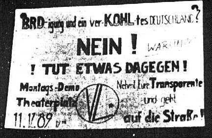 Plakat mit Aufruf zu einer Demo am 11.12.1989