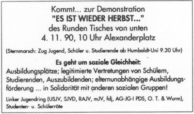 Demonstrationsaufruf 04.11.1990 in Berlin