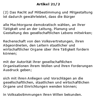 Verfassung der DDR Artikel 21 Absatz 2