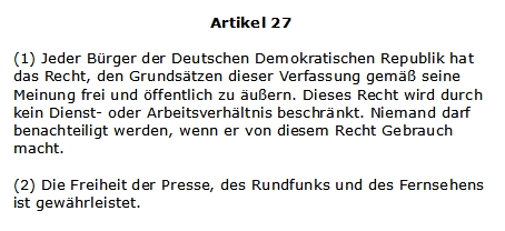 Artikel 27 der Verfassung der DDR